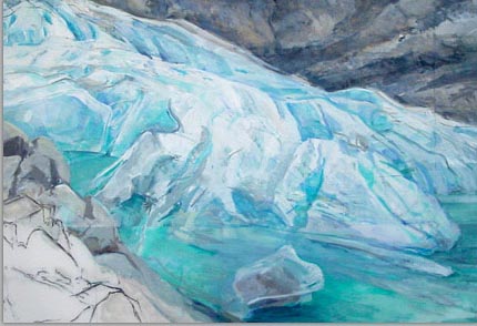 BRIKSDALSBREEN (DETAIL)   2008   oil on collaged Mylar   89"x136"